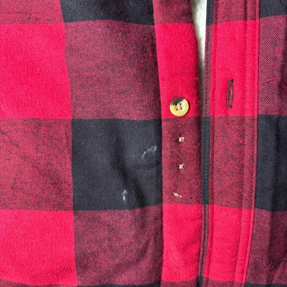 Red Head Men's Shirt Jacket Red Black Flannel Plaid Sherpa Lined Size 2XL - Picture 9 of 13